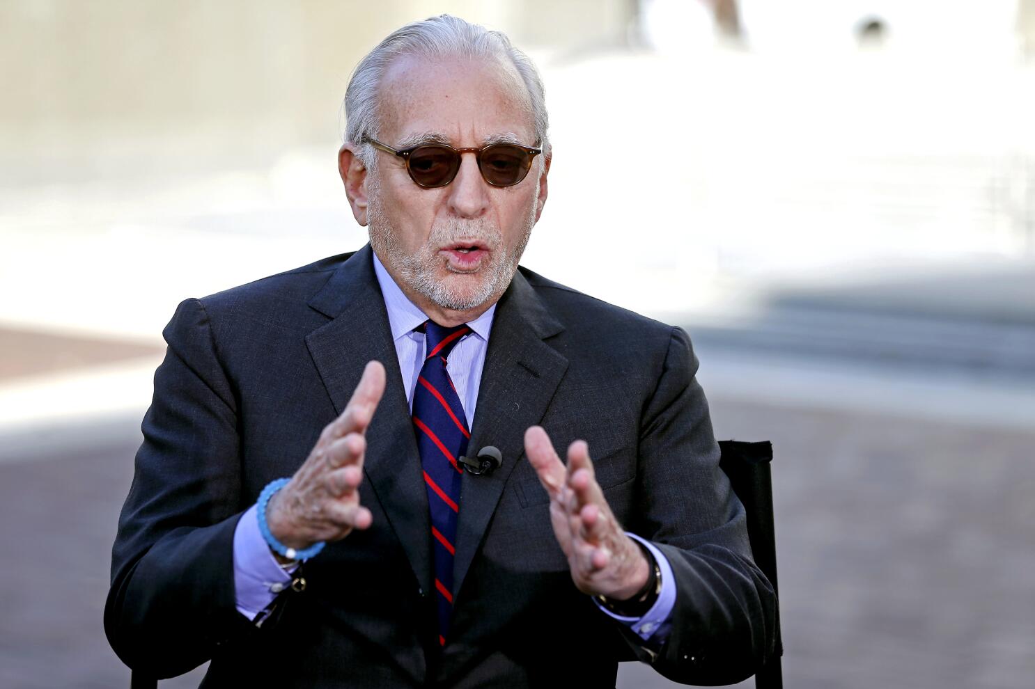 FILE - Trian Partners hedge fund manager Nelson Peltz is interviewed by CNBC's Sara Eisen after Procter & Gamble's annual shareholders meeting, Tuesday, Oct. 10, 2017, in Cincinnati.  Peltz is fighting for a seat on the board of Walt Disney Co., claiming that the theme park and media company is struggling with self-inflicted problems. Peltz’s attempt to join Disney’s board comes just months after the company brought back longtime CEO Bob Iger to lead Disney again.   (Kareem Elgazzar/The Cincinnati Enquirer via AP)