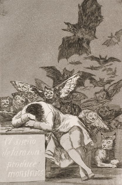 Francisco José de Goya y Lucientes The sleep of reason produces monsters No. 43 from Los Caprichos Google Art Project resized
